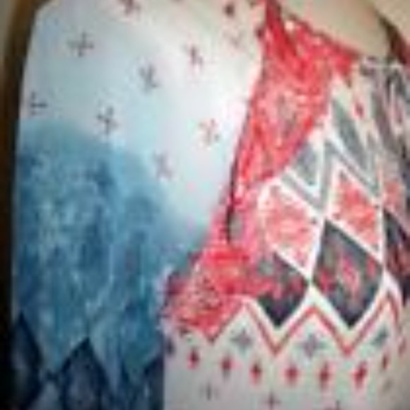 BCBG MAX AZRIA MS SIZE SMALL BLUSH COMBO SPLIT NECK CHIFFON PEASANT BLOUSE - Picture 5 of 9